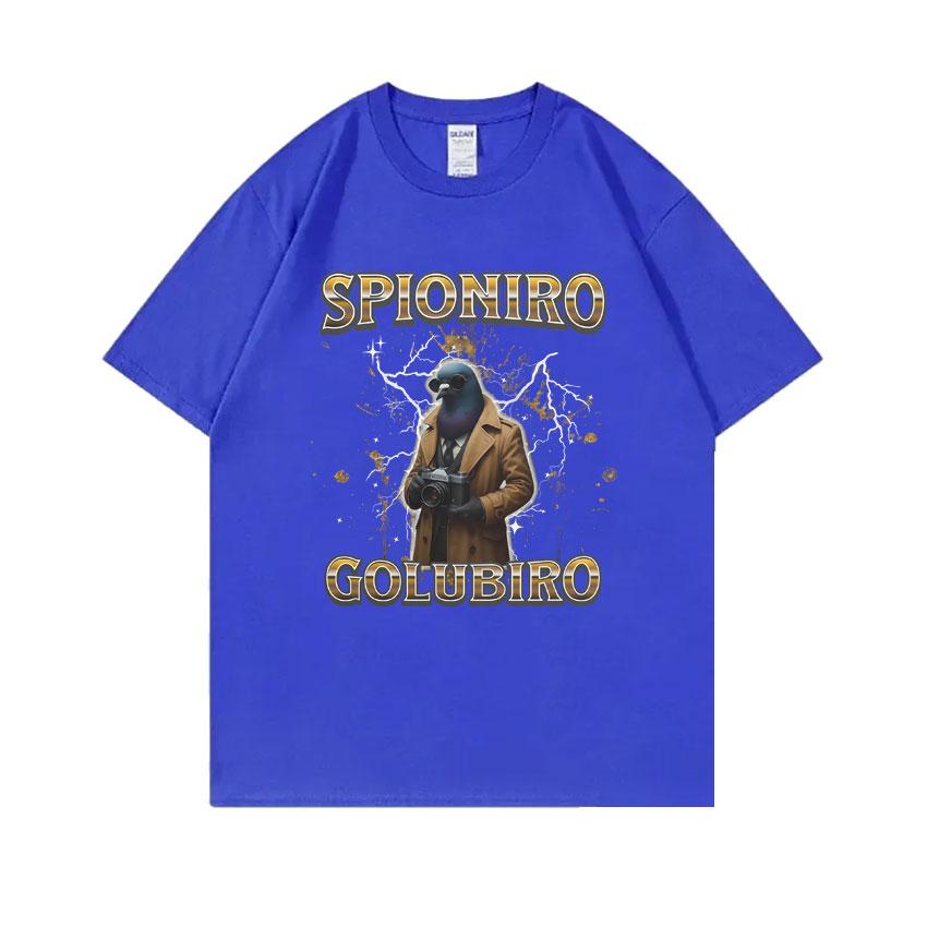 Italian Brainrot Spioniro Golubiro Tshirt Pigeon Funny Meme T-shirts Men Women Casual Cotton Short Sleeve Male Vintage T Shirt