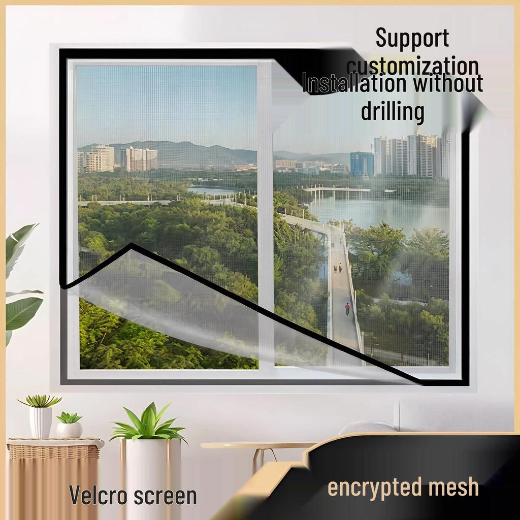 Nano Mesh Home Window Screen with Tape - Invisible, Self-Install, Encrypted, Hole-Free Mosquito Net