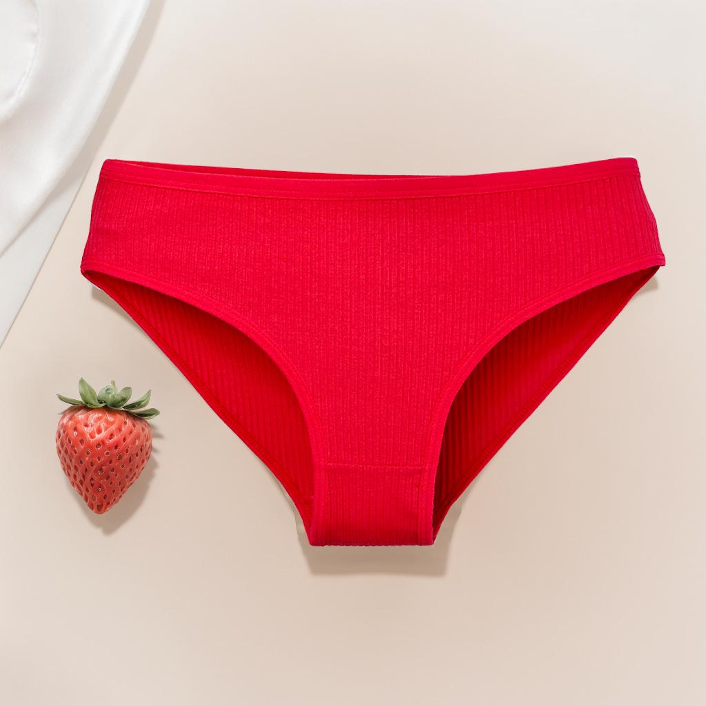 Dámské žebrované kalhotky z čisté bavlny - Prodyšné, k pokožce šetrné trojúhelníčkové prádlo