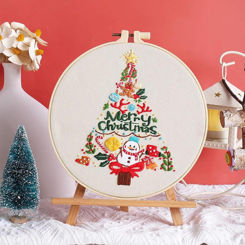 Christmas Embroidery Kit Craft Set Material Package Needlepoint Cross Stitch Kits for Beginners