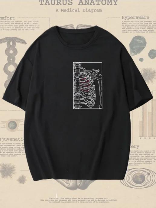 Oversized T-shirt with human anatomy print L