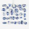Straight Hole Blue and White Hand-painted Small Fish Ceramic Beads DIY Bracelet Necklace Accessories Material Loose Beads