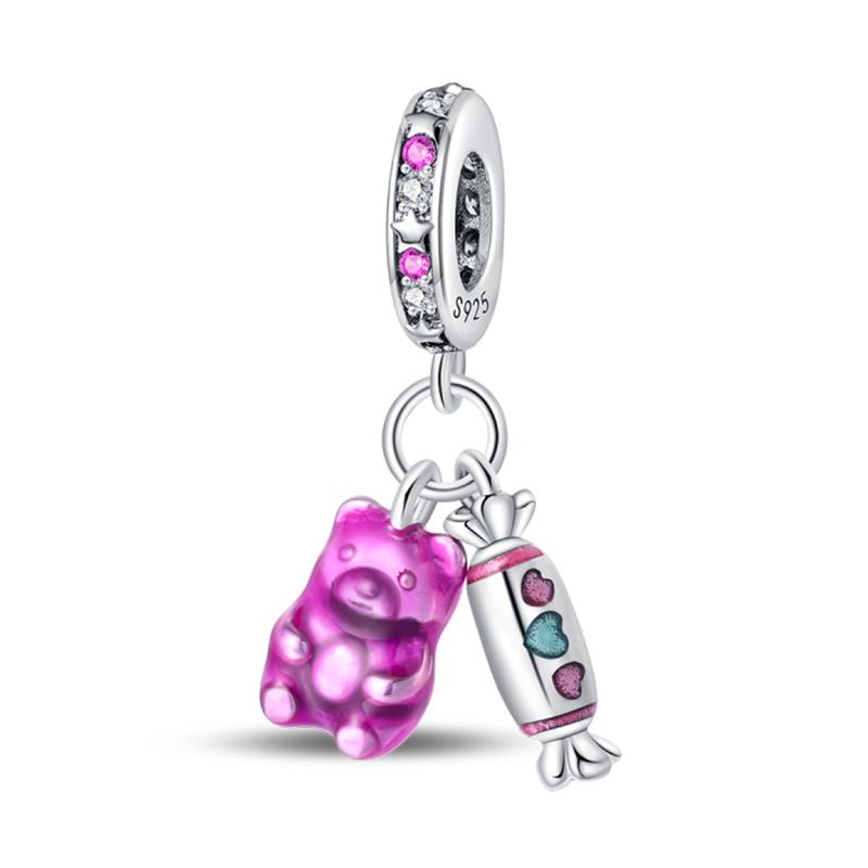 925 Silver Coffee Cake Bread Ice Cream Tea Beer Charms Pendant for 3mm Bracelets DIY Jewelry