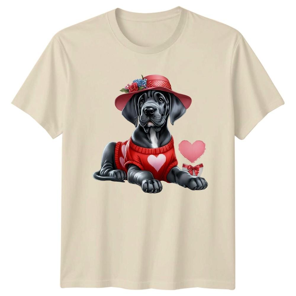 Puppy In Hat Hearts Valentines Day Unisexs TShirt Unisexs Tee Graphic Top