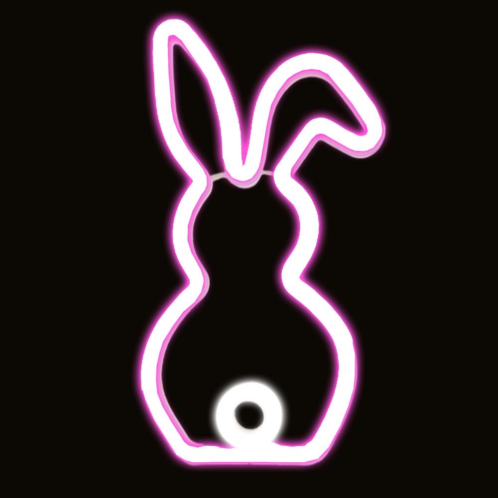 

Easter Bunny Tail Shape LED Neon Lights USB Charging Cartoon Spring Rabbit Lamp Desk Decor For Teen Kids Girls Boys розовый