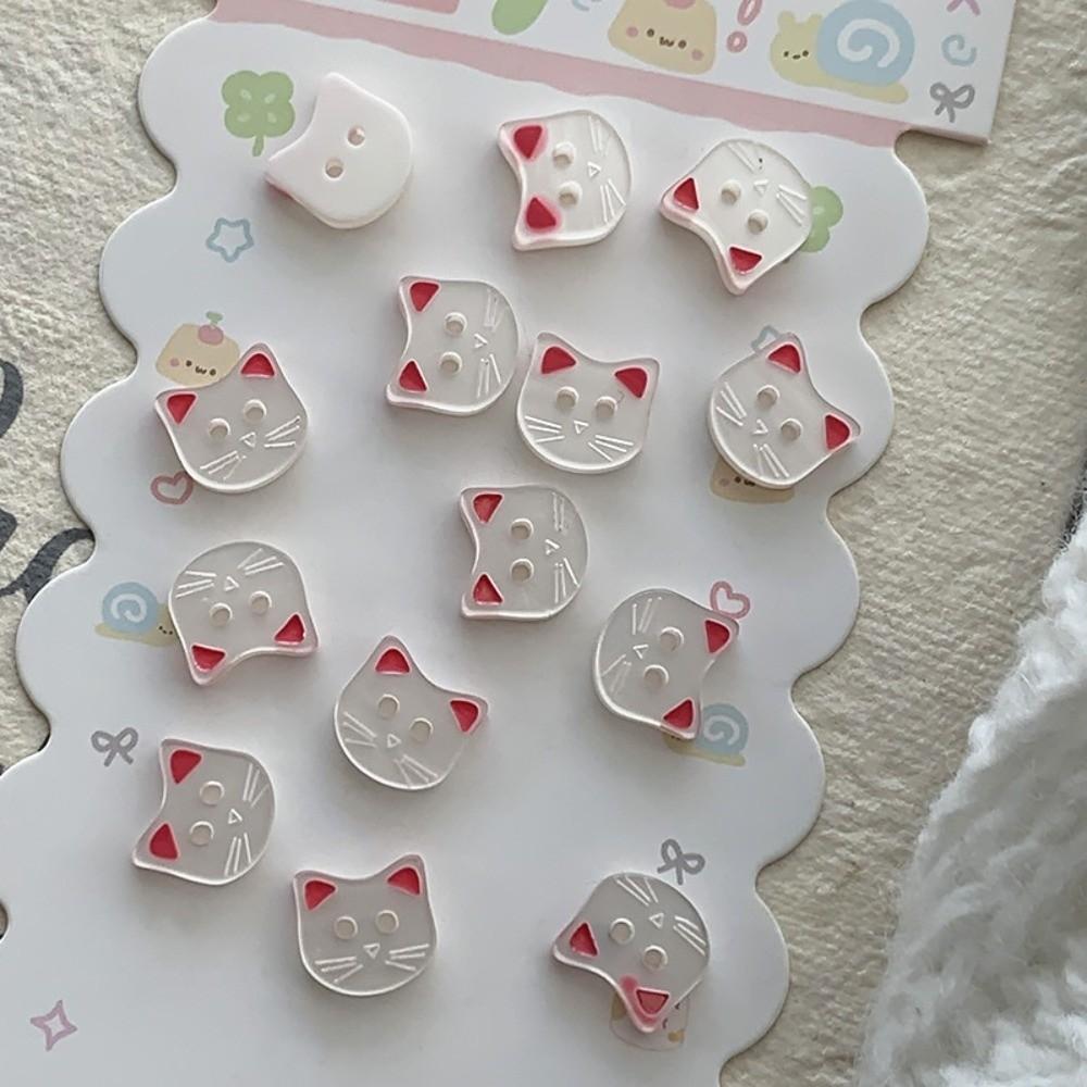 40pcs Cute Resin Cat Buttons 12mm Kitten Head Buttons Fashionable Kitty Buttons  Cardigan Sweater