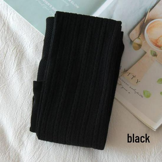 Cremeweiß Hohe Taille Haferflocken Lolita Zopfmuster Strumpfhose - Plus Samt Dick, Bauchkontroll-Leggings für Herbst/Winter
