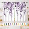 Eucalyptus Botanical Leaves Purple Floral Kitchen Window Curtains Over Sink Farmhouse Flower Leaf Small Window Treatment Cafe Sh