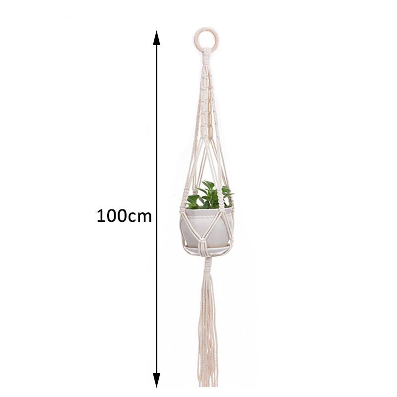 1Pcs Multi-purpose Cotton Rope Plant Hanger Garden Supplies Hand Woven Beige Wall Decoration Flower Tray Basket European Style Plant Hanging Basket