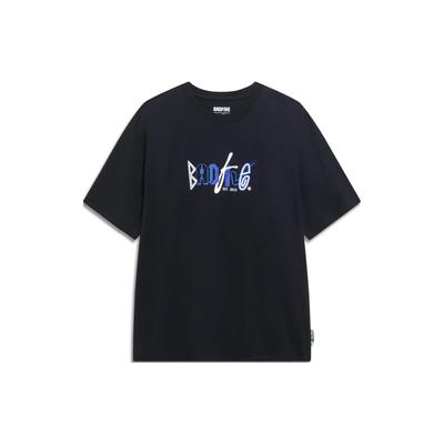 Badfive Series Letter Print Crew Neck Short Sleeve T-Shirt Men Tops Black AHST283-2