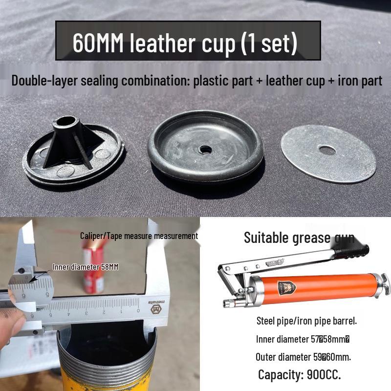 Universal Grease Gun Spare Parts Set: Leather Cup, Oil Seal, Rubber Ring, Iron Sheet, Plastic Parts
