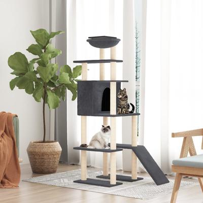 Vidaxl Cat Tree with Sisal Posts, Dark Gray, 166 Cm