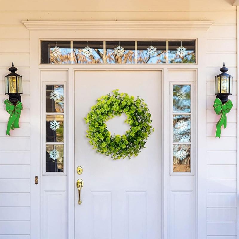 Green Wreath Artificial Four Leaf Clovers Garlands Green Hanging Tinsel Garlands Ornament for Patricks Day Decoration