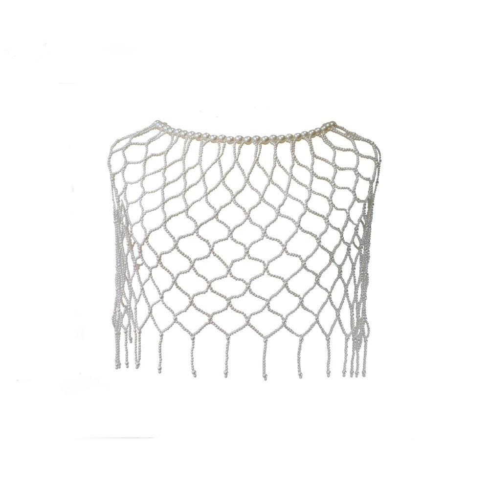 Handmade Pearl Waist Chain Elegant Beaded Belt Mesh Skirtbelt Pearls Tassel Shawl  Party Wear