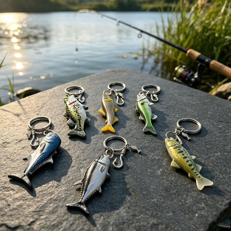 Acrylic Fish Keychain Accessory for Bag Use and Daily Carry, Metal Hook Detail, Fishing Theme Style for Display Placement