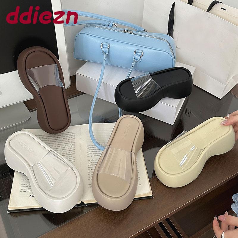 Fashion Fashion Platform Ladies Wedges Slippers Shoes Thick Soled Female Slides Sandals Footwear Transparent Women Wedges Slippers Shoes