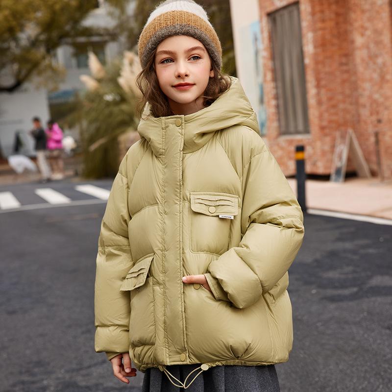 Winter Down Jacket For Girl Duck Down Hooded Thick Warm Teenage Girl Outwear Coat Kids Parkas