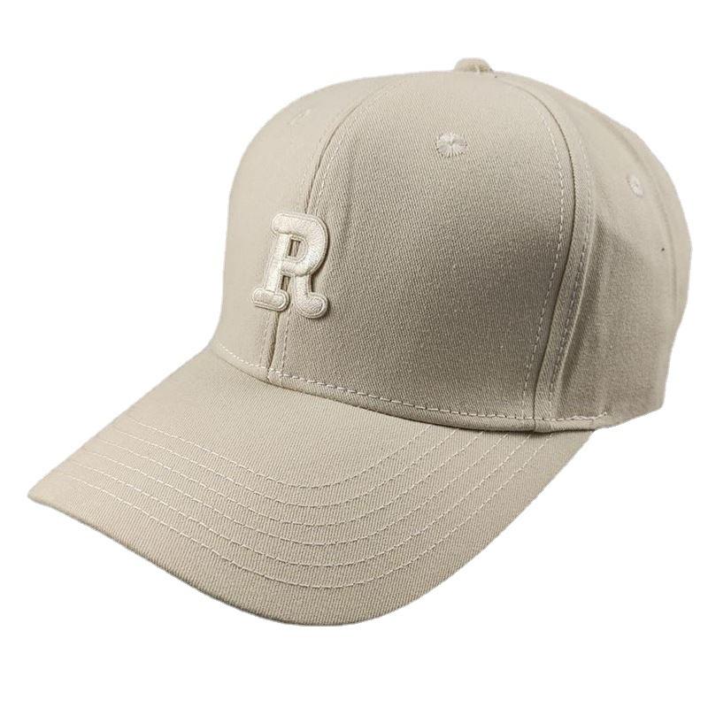 Hard Top R Letter Baseball Cap Solid Color Big Head Circumference Cap Color Women's Hat Deepened Large Size Women's Hat