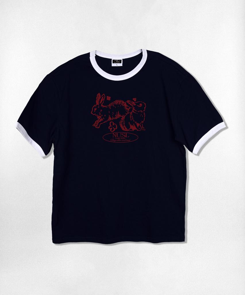 Nasyujeueol Drawing Rabbit Ringer Short Sleeve T-Shirt 4 Colors