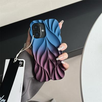 Luxuriöse, 3D-Blatt-Schutzhülle aus weichem Silikon mit Farbverlauf-Spray für iPhone 16 Pro Max 15 14 Plus iPhone 13, All-Inclusive-Absturzsicherung