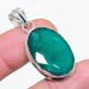 Natural Emerald(Simulated) 925 Sterling Silver Jewelry Pendant 1.58" L7Y76