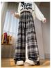 Women's Plaid Velvet-Lined Wide-Leg Pants - Autumn/Winter 2025 Retro Style