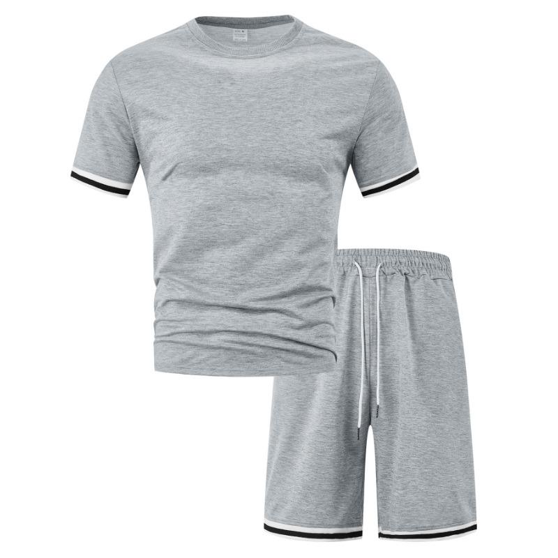 Summer Men's Fashion Loose Suit Short Sleeve Sports Casual Round Neck Two-piece Set Conjuntos Hombre