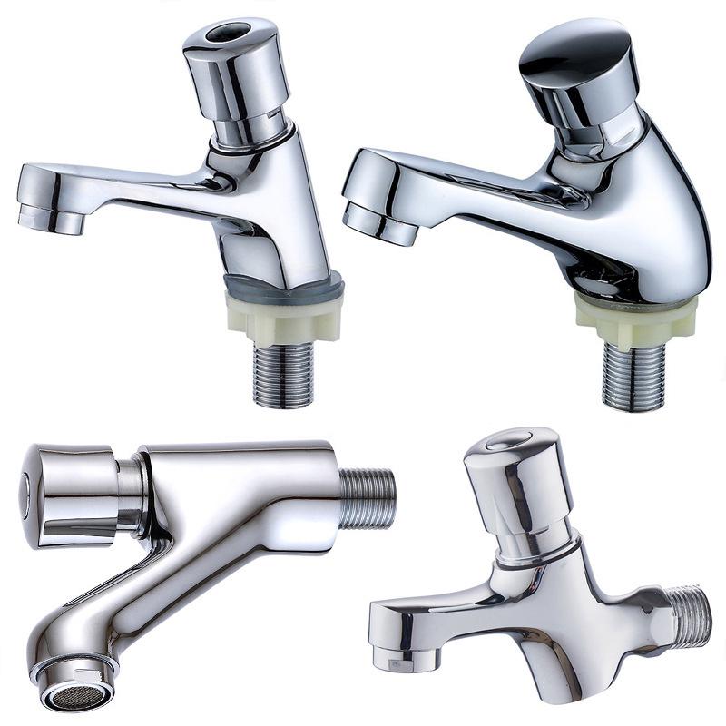 Single Cold Press Basin Faucet with Automatic Time-Delay