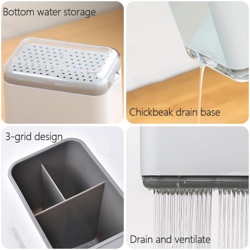 1 st Dubbellaagse Afneembare Eetstokjes Kooi Multifunctionele Lepel Vork Opbergrek Bestek Organizer Keukenaccessoires