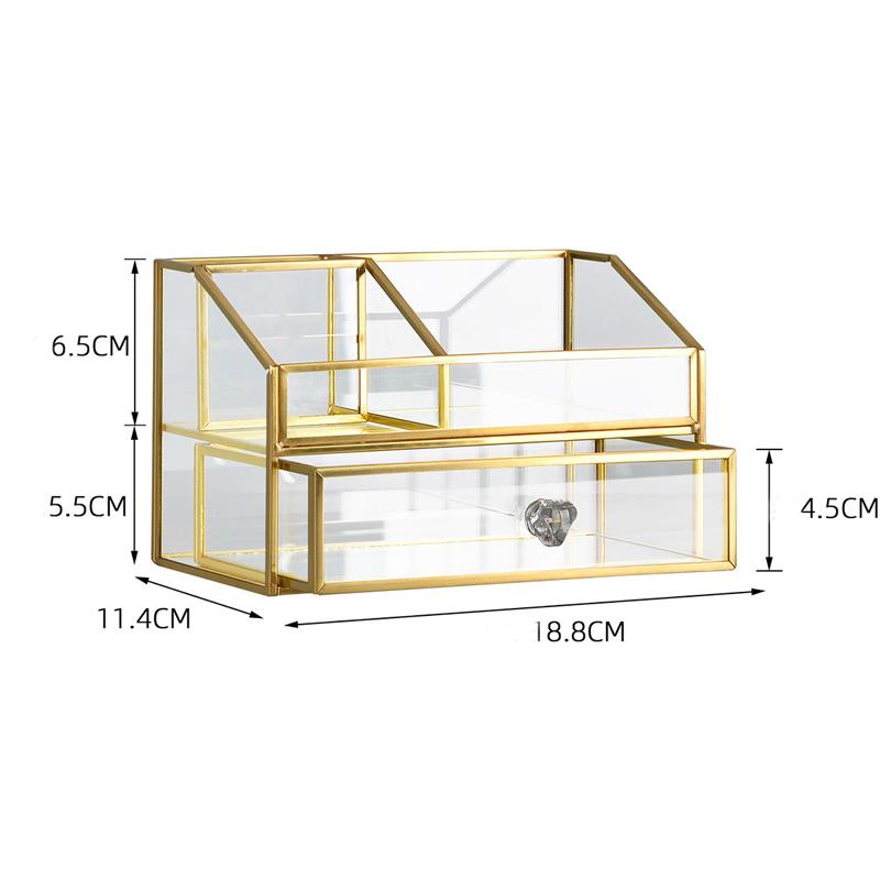 

Скляний органайзер для макіяжу косметичний із золотим покритим краєм олівцем коробка для парфумів інструменти помада ванна кімната