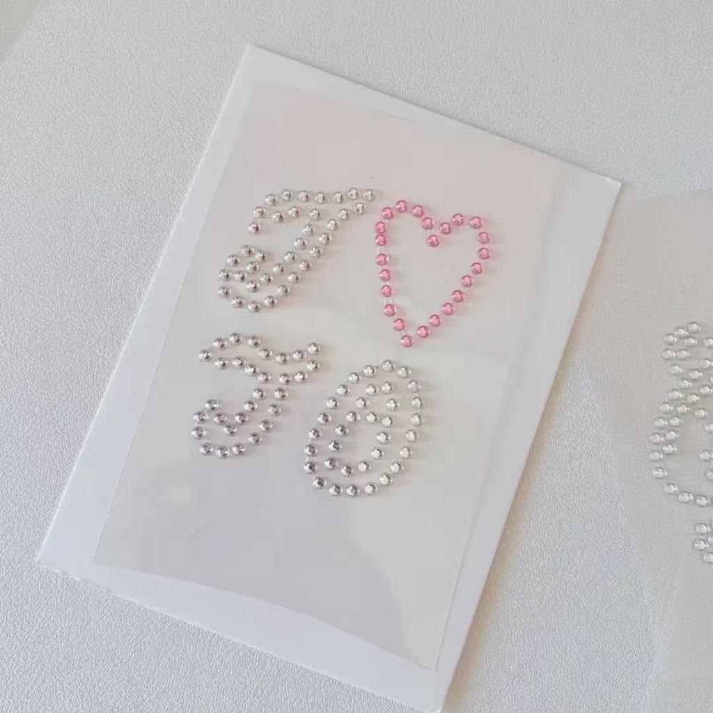 3D Rhinestone Chain Photo Card Stickers Korean Style Music Note Wing Crystal Diamond Sticker for Scrapbook Journal