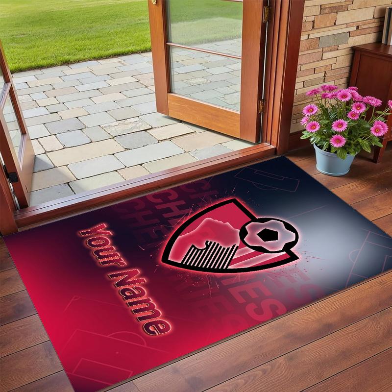 Crystal Velvet Rug Custom Name Text, Soft Non Slip Floor Mat Home DecorBournemouth Football