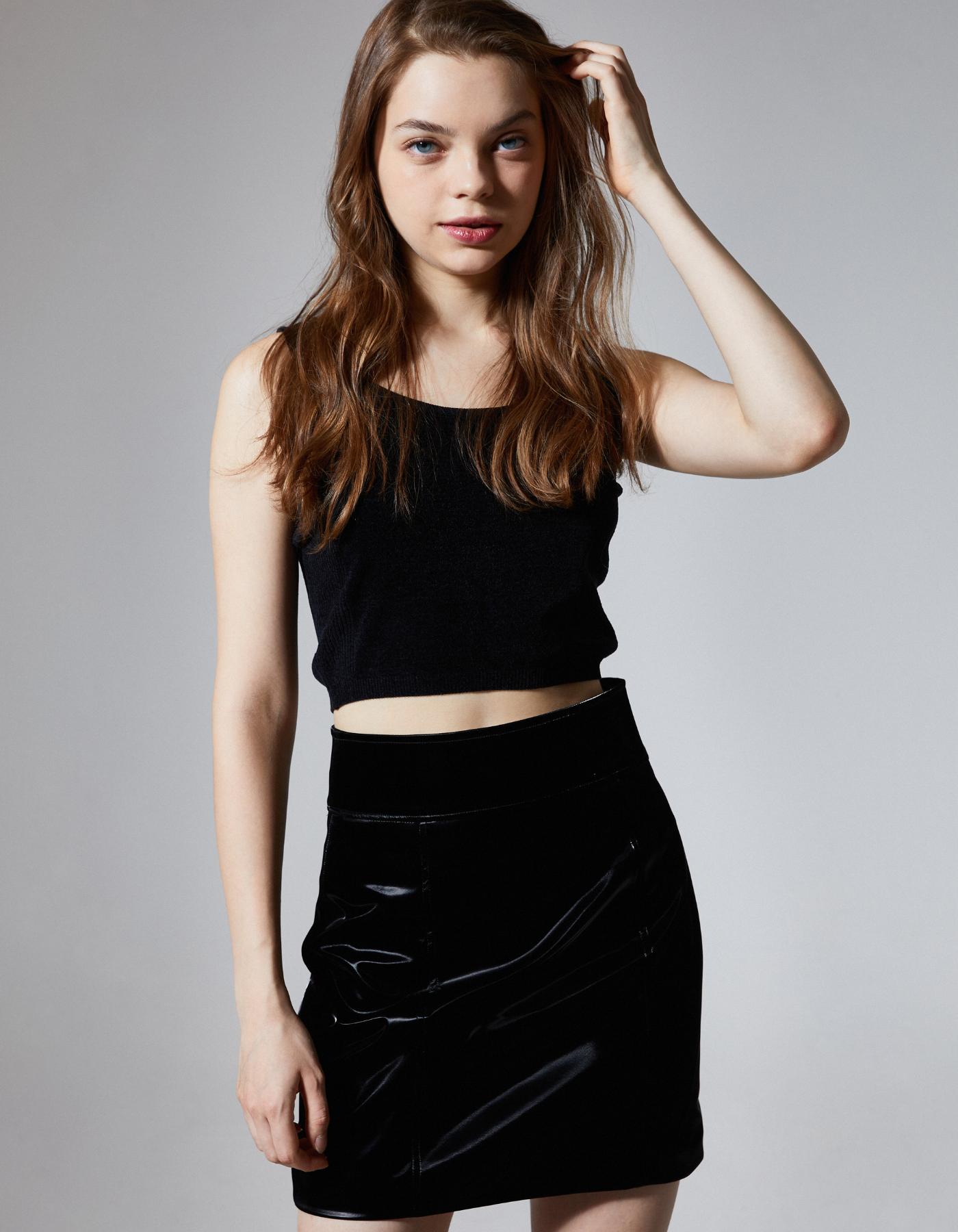 Wordog Vivid Knit Crop Top Black Black/Free