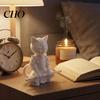 Dark Style Cat Statue Warrior 3D Printed Samurai Sculpture Whimsical Desk Animal Ornament Matte Black for Living Room Table Shelf Decor Gift