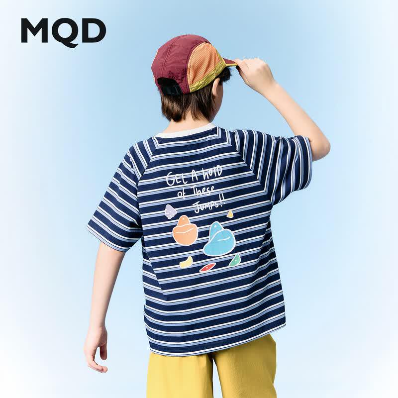 MQD Boys' College Style Striped Short Sleeve T-Shirt