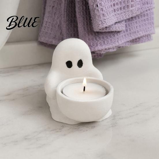 Halloween Ghost Candle Holder Holder Cute 3D Printed Tea Light for Small Aromatherapy Scented Candles Tabletop Candy Dish Party Decor Novelty