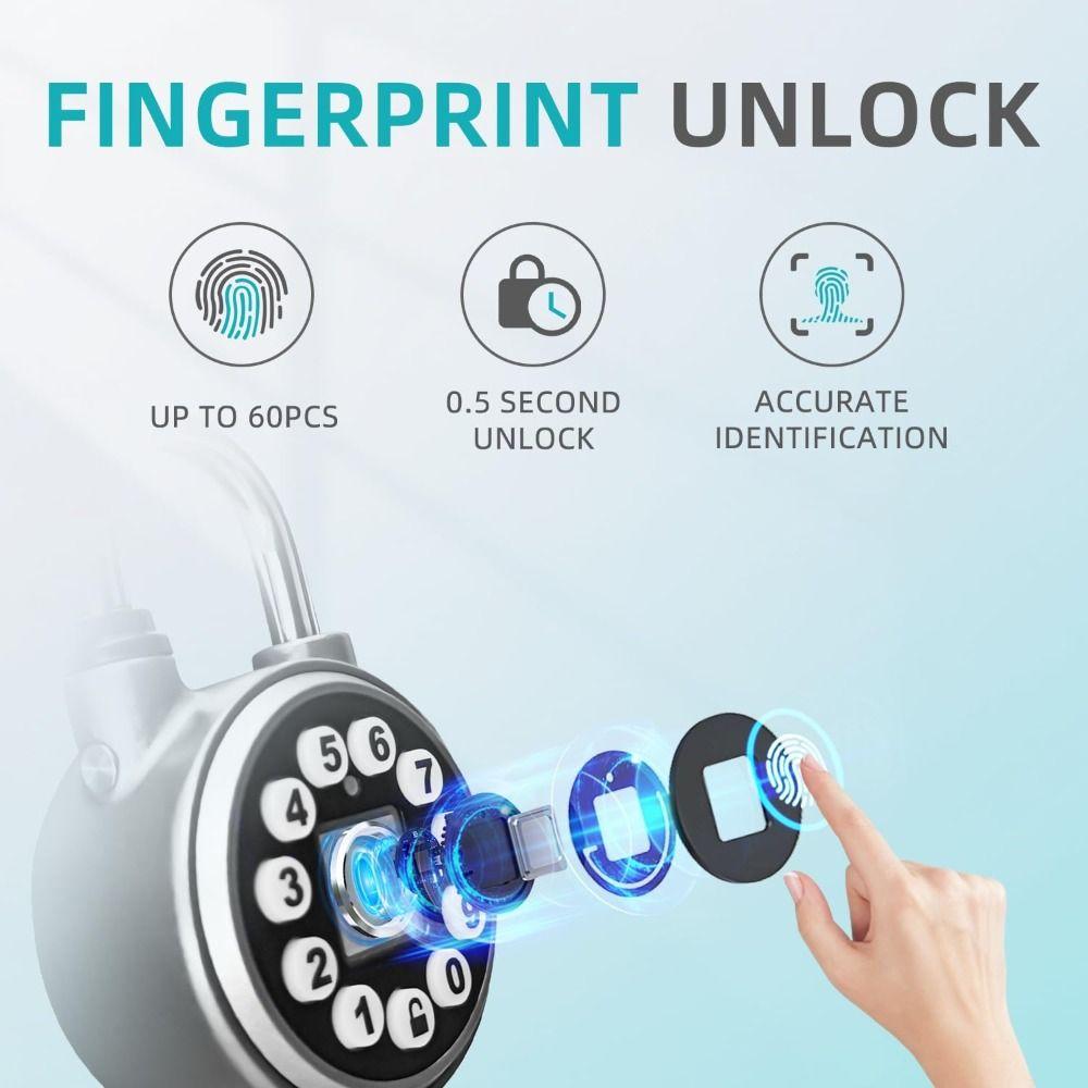 Type C Charge Waterproof Fingerprint Padlock General Security Smart APP Locker  Suitcase