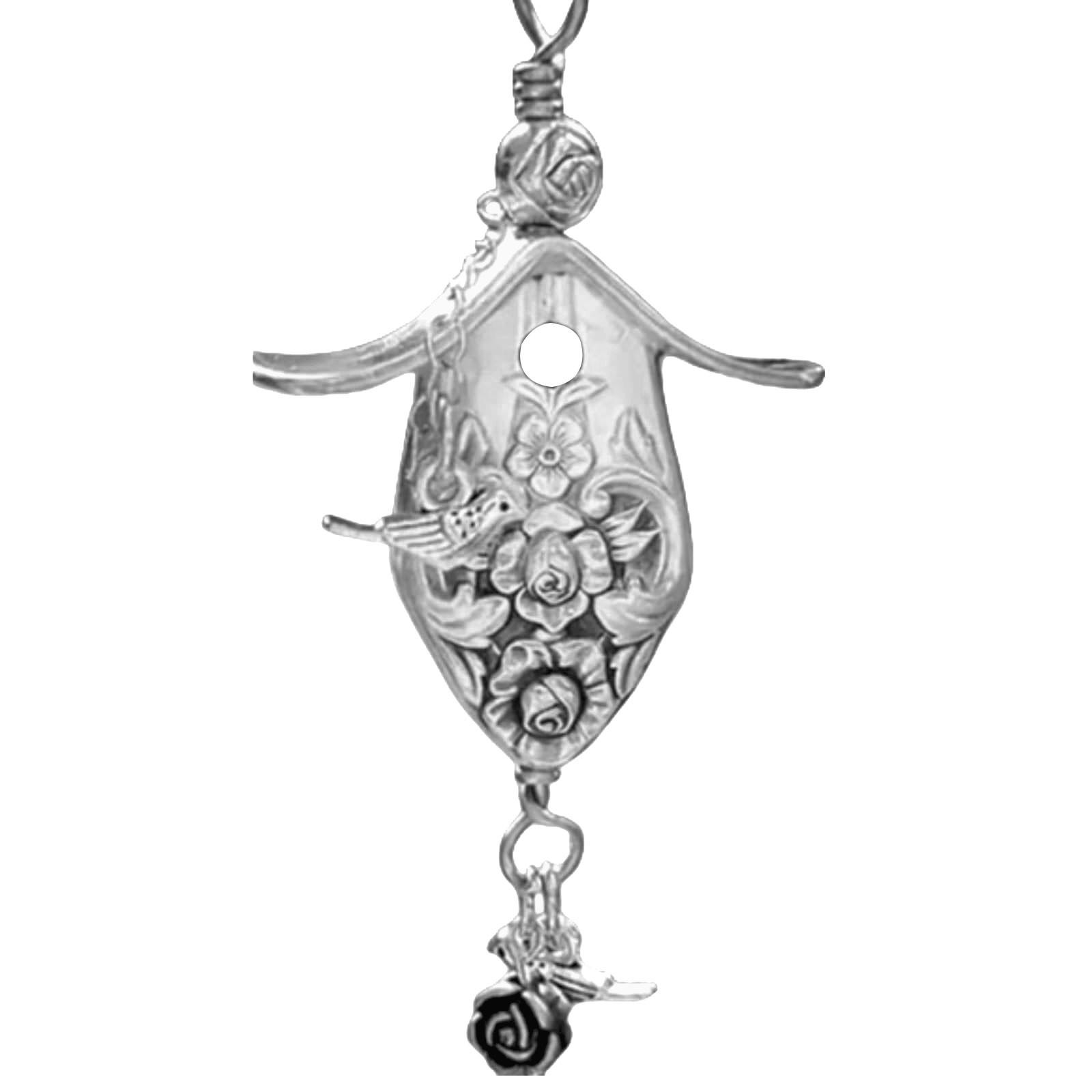 

Ожерелье «Скворечник», подвеска из столового серебра «Магнолия 1951», винтажное ожерелье из ложки ручной работы для любителей птиц и коллекционеров ювелирных изделий One Size