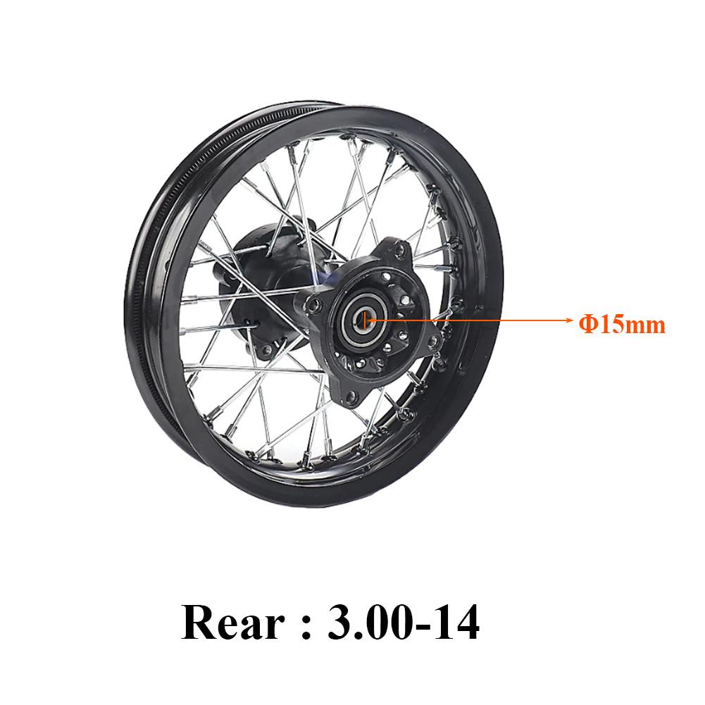 M12/M15 14" Inch Front Rear Wheel 2.50-14" 3.00-14" Alloy Rim For KAYO BSE Apollo Xmotos Racing Supermoto Dirt Pit bike Off Road
