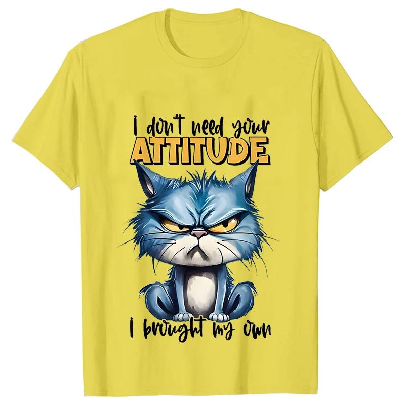 Funny Cat Sarcastic Antisocial Attitude Print Tshirts for Women Angry Cat T-shirts Not Today Introvert Female Tee Shirts Femme