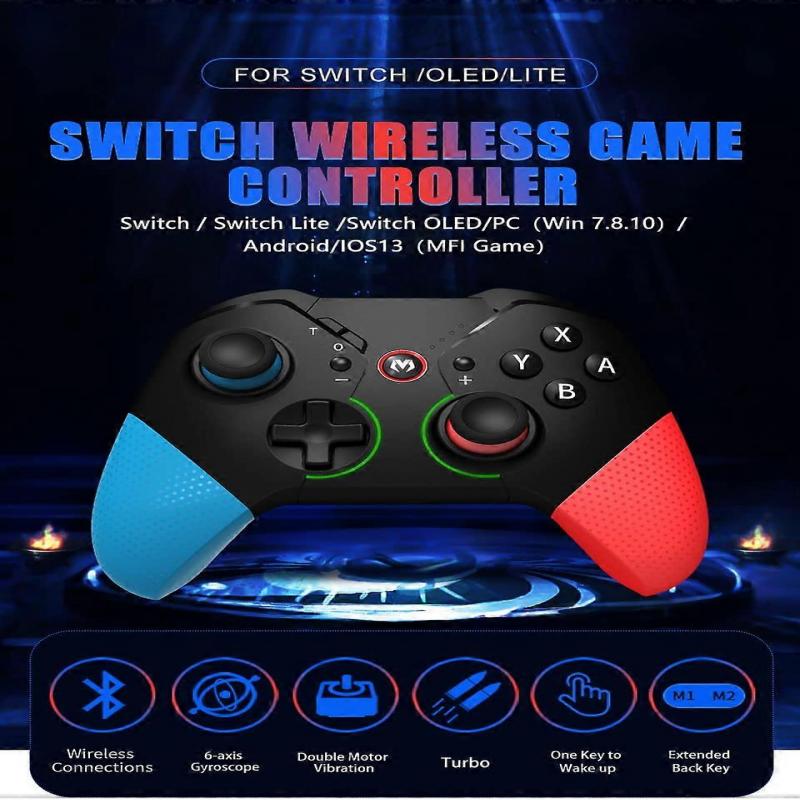 Wireless Switch Controller Compatible with PC/iOS/Android/Lite/OLED, Programmable Back buttons, Layout of ABXY Can Be Changed (Yellow)