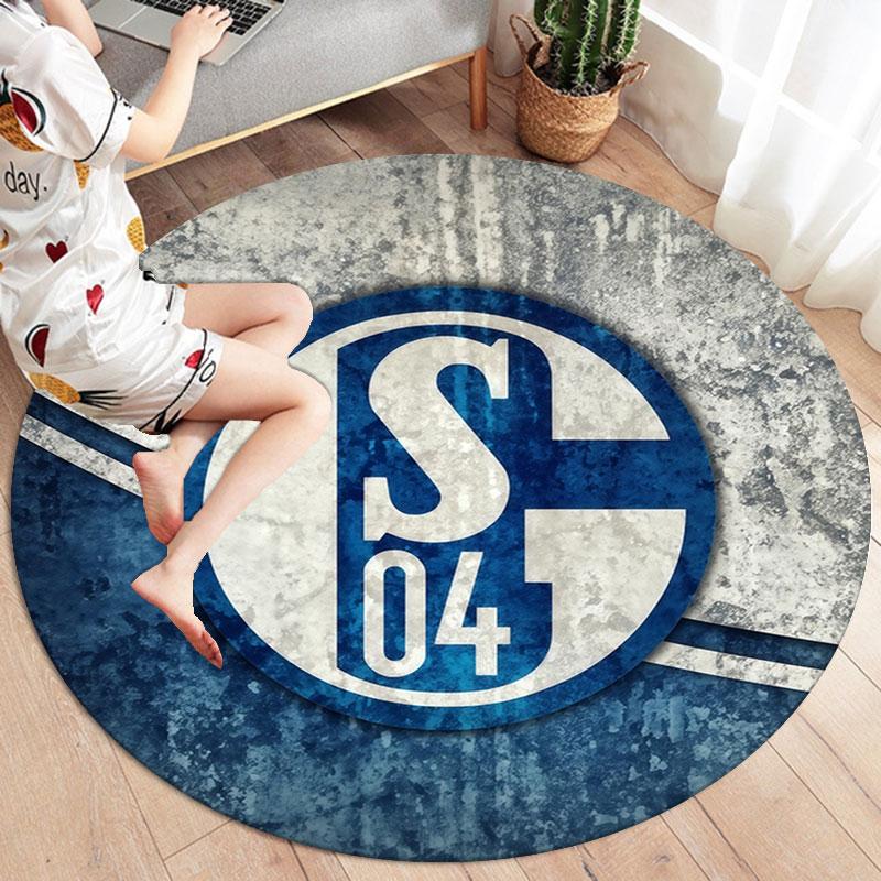FC Schalke 04 Round Area Rug,Carpet Rug for Living Room Bedroom Sofa Playroom Decor,Non-slip Floor Mat