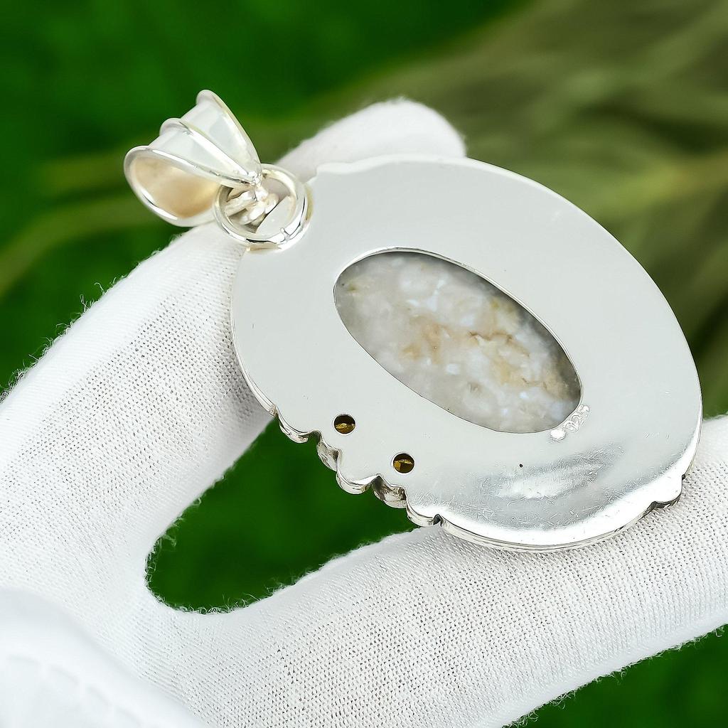 Sisters Day Sale Sterling Silver Fossil Coral Gemstone Citrine Pendant Jewelry