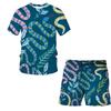 European and American Amazon Summer New Colorful Patterned 3D Print T-shirt Men's Casual Short Sleeve Shorts Short Sleeve Set