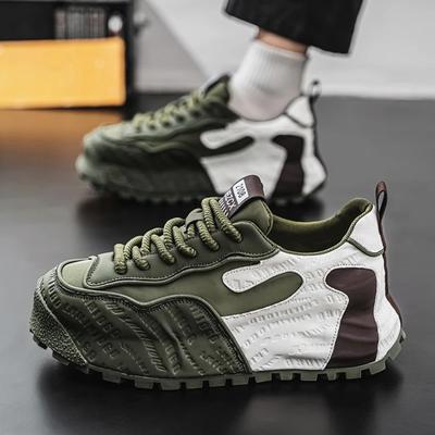 New Men's Casual Sports Shoes Thick Sole Through Leather Increase High Quality Non-slip Large Size Walking Loafer Men's Shoes