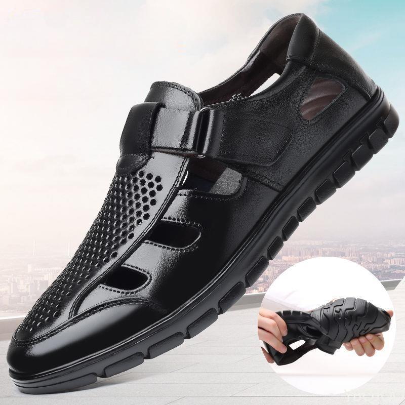 Luxuriöse Business Casual Schuhe Echtes Leder Herren Sandalen Herren Sommer Neu Hohle Rutschfeste Arbeitsschuhe Bequeme Herren Sandalias