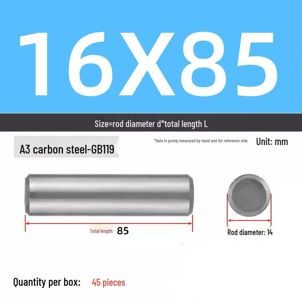 Cylindrical Dowel Pin, GB119, A3, Natural, M16-M20 Specifications Complete