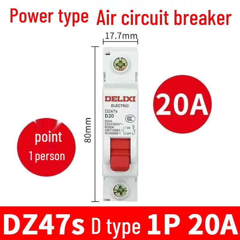 Delixi DZ47S Circuit Breaker: Air Switch for Single/Three-Phase, 1P/2P/3P/4P.