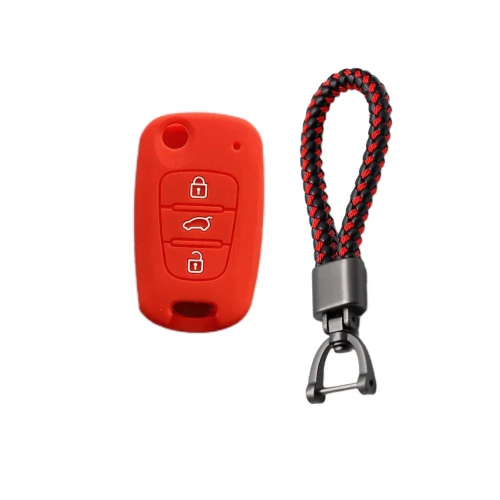 For Hyundai Elantra Accent I20 I30 Ix20 Ix35 Kia Sportage Rio3 Soul Optima Ceed Pro K5 K2 Silicone Car Key Case Cover Keychain