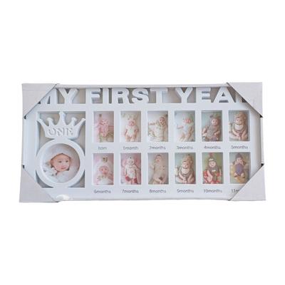 Plastic Baby Keepsake Frame Rectangle First Year Monthly Growth Picture Frame Decorative Commemorative Album Keepsake Display